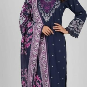 Embroided khadar blue