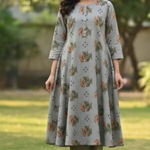 Printed khaddar 2pc grey