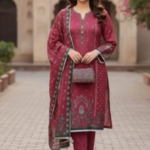 Printed khaddar Pink
