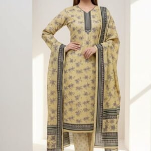 printed dhanak light yellow