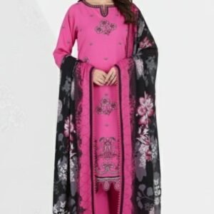 Embroided khadar Pink