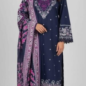 Embroided khadar blue