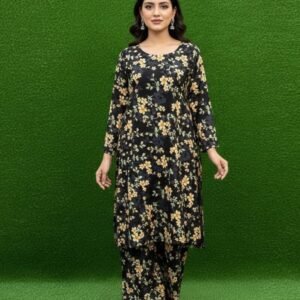 Printed Doria linen black