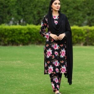 Doria linen 2pc printed black