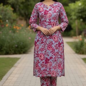 khaddar printed 2pc purple