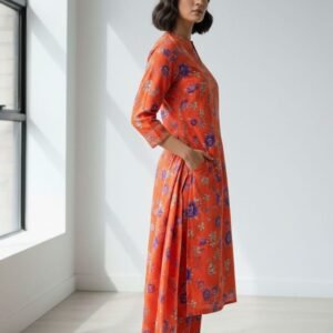 printed khaddar 2 pc orange