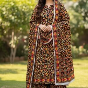 Printed khaddar 3 pc